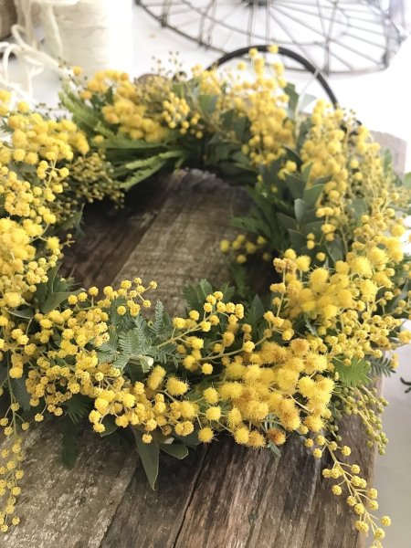 画像1: 【２月•3月期間限定商品】ミモザのリース (1)