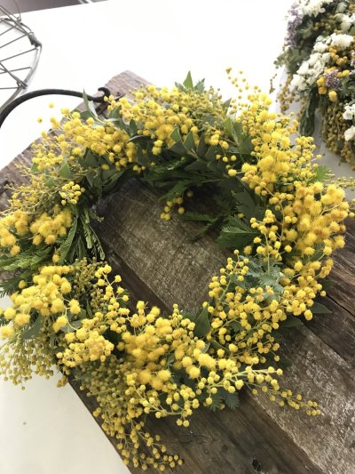 画像1: 【2月•3月期間限定商品】ミモザのリース