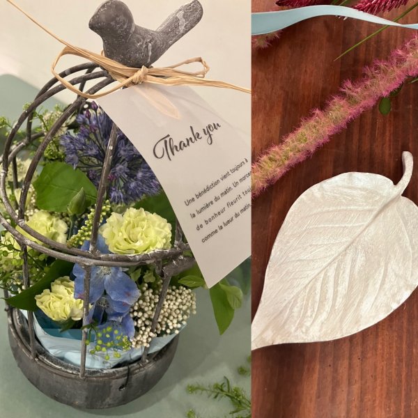 画像1: 【母の日限定商品】鳥カゴアレンジメントとリーフデコセット (1)