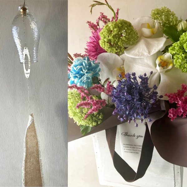 画像1: 【母の日限定商品】季節のお花の母の日アレンジとウインドチャイムセット (1)